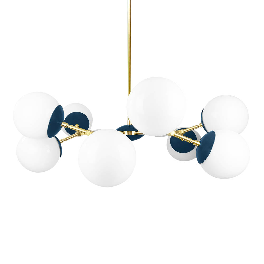 Brass and slate blue color Crown chandelier 32" Dutton Brown lighting
