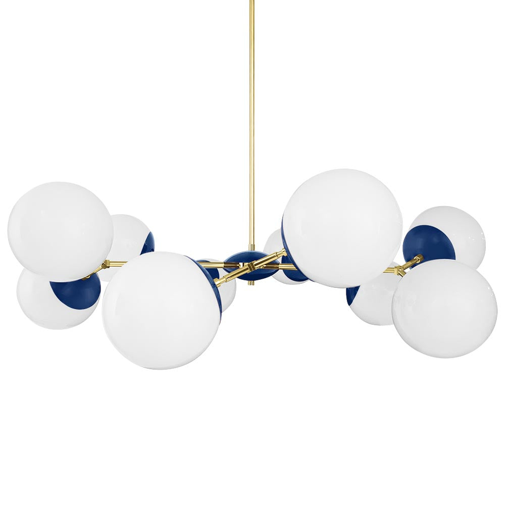 Brass and cobalt color Crown chandelier 46" Dutton Brown lighting