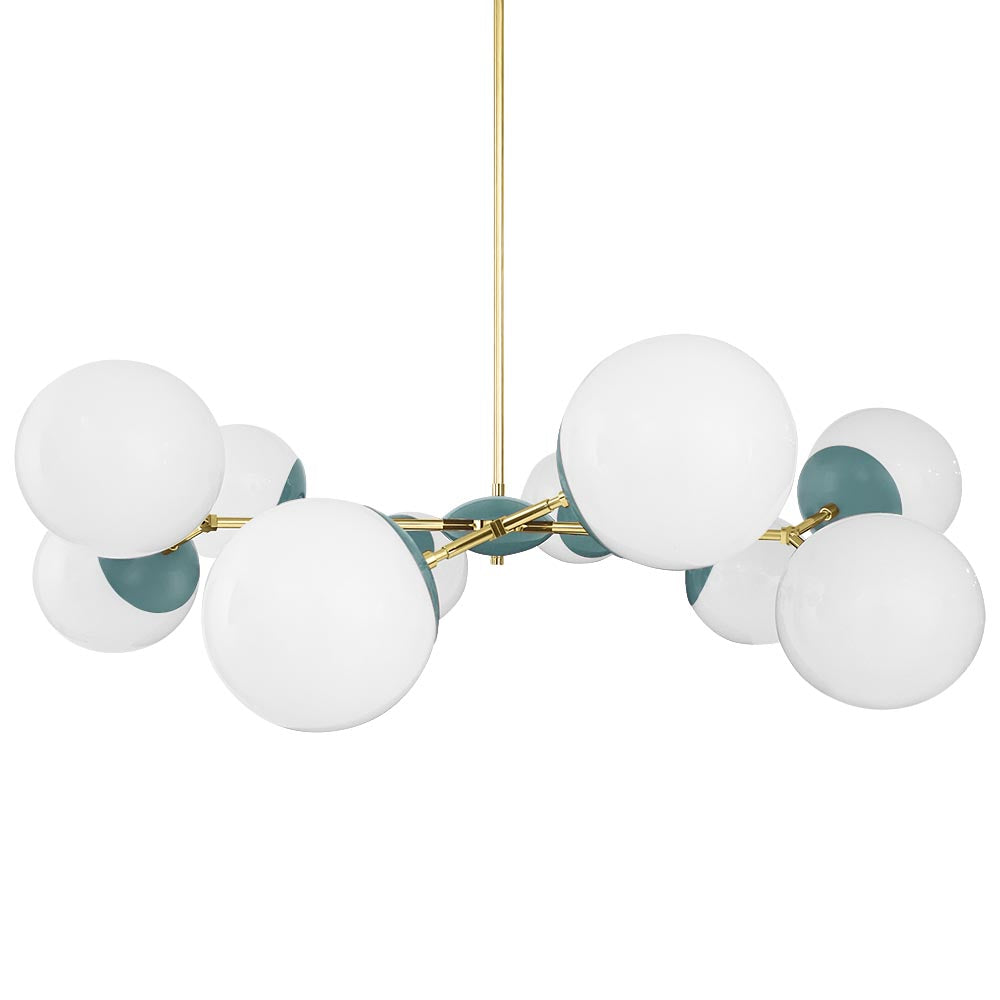 Brass and lagoon color Crown chandelier 46" Dutton Brown lighting