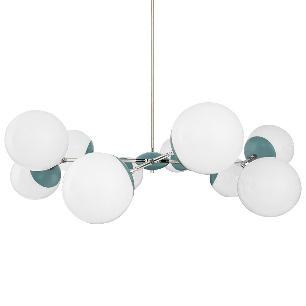 Nickel and lagoon color Crown chandelier 46" Dutton Brown lighting