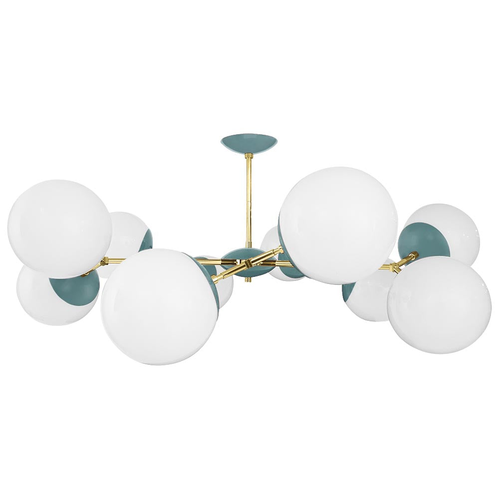 Brass and lagoon color Crown flush mount 46" Dutton Brown lighting
