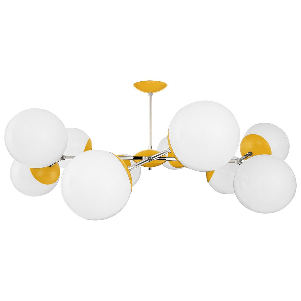 Nickel and ochre color Crown flush mount 46" Dutton Brown lighting