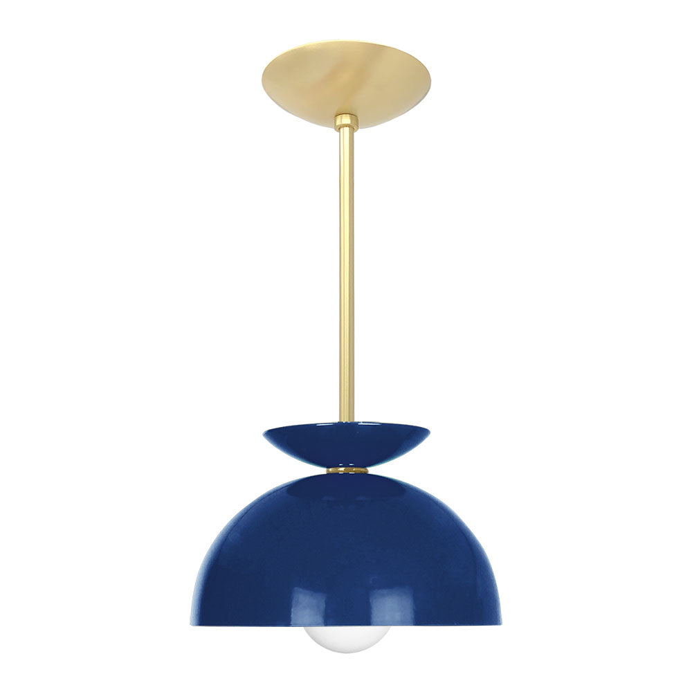 Brass and cobalt color Echo pendant 10" Dutton Brown lighting
