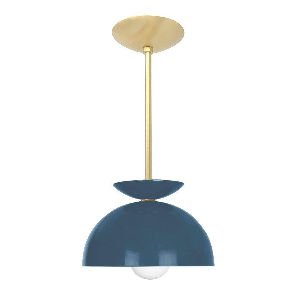 Brass and slate blue color Echo pendant 10" Dutton Brown lighting