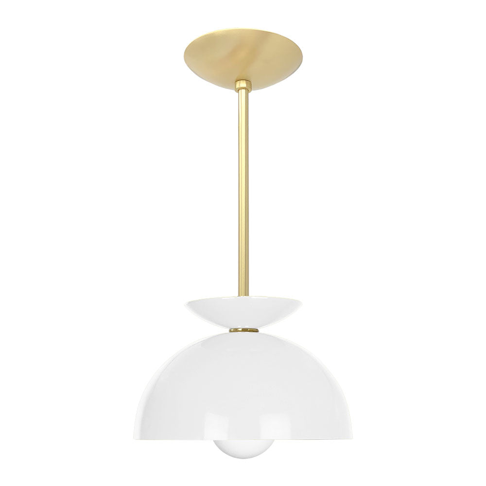 Brass and white color Echo pendant 10" Dutton Brown lighting