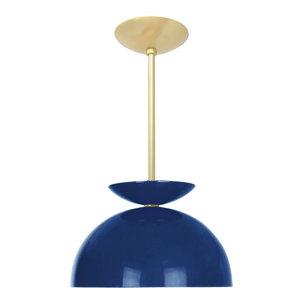 Brass and cobalt color Echo pendant 12" Dutton Brown lighting