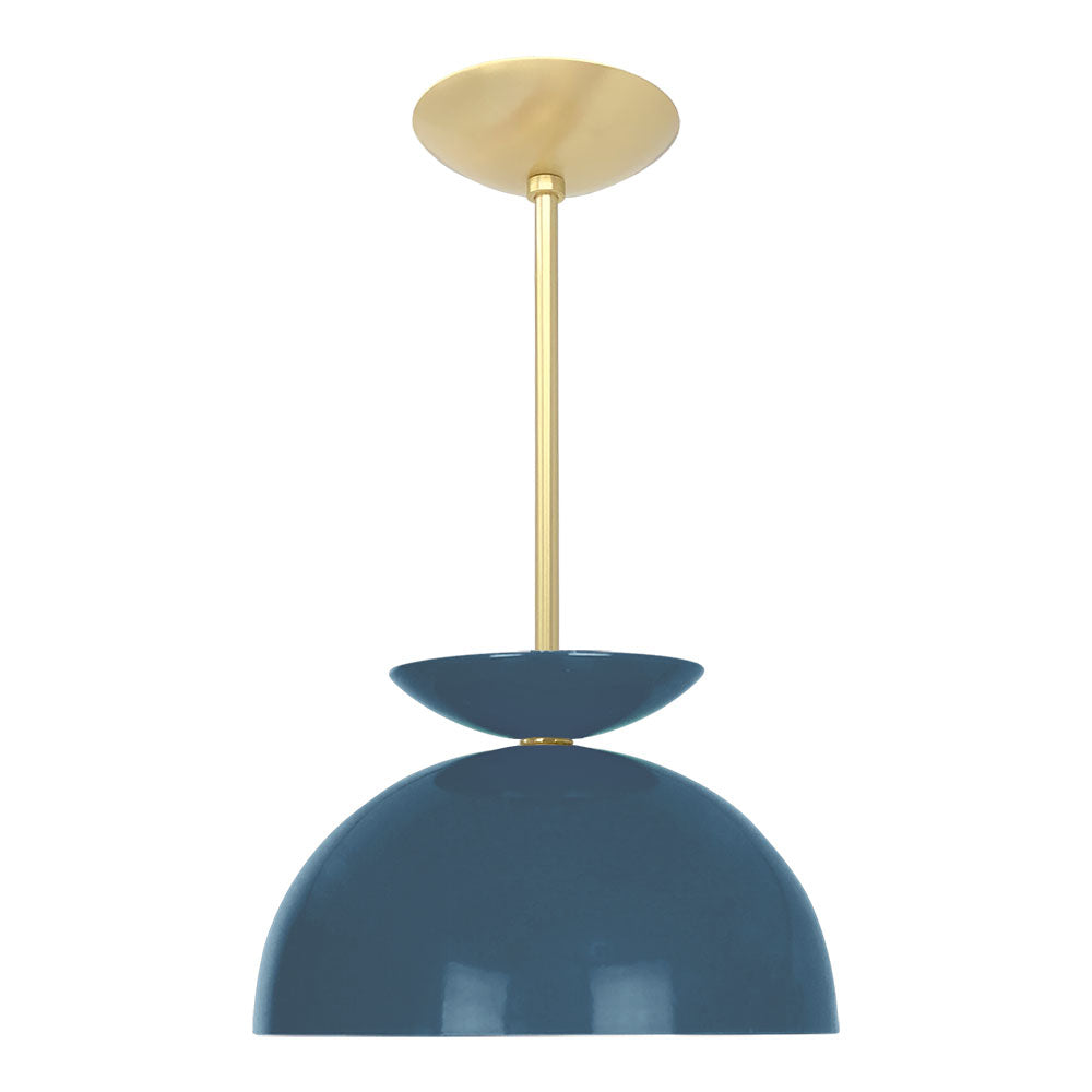 Brass and slate blue color Echo pendant 12" Dutton Brown lighting