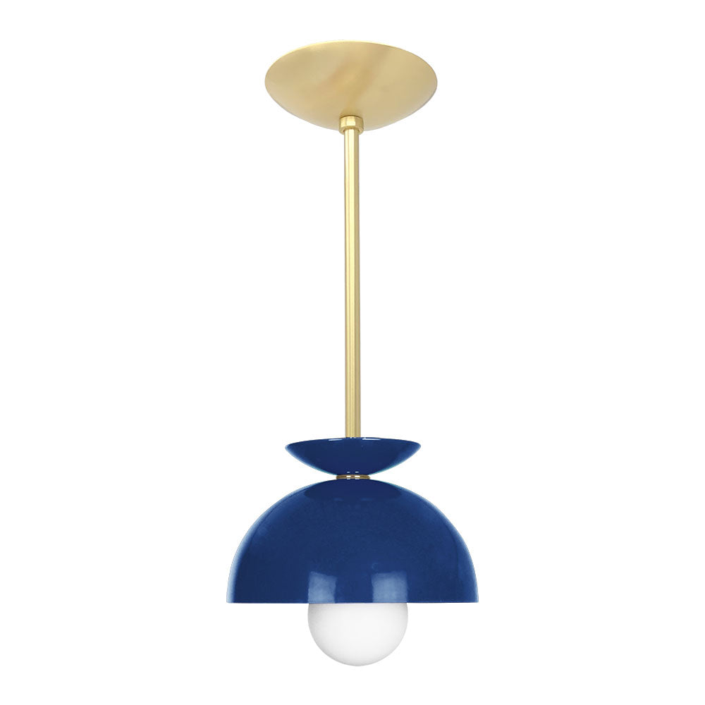 Brass and cobalt color Echo pendant 8" Dutton Brown lighting