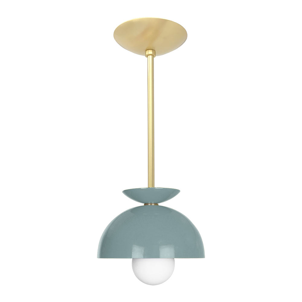 Brass and lagoon color Echo pendant 8" Dutton Brown lighting