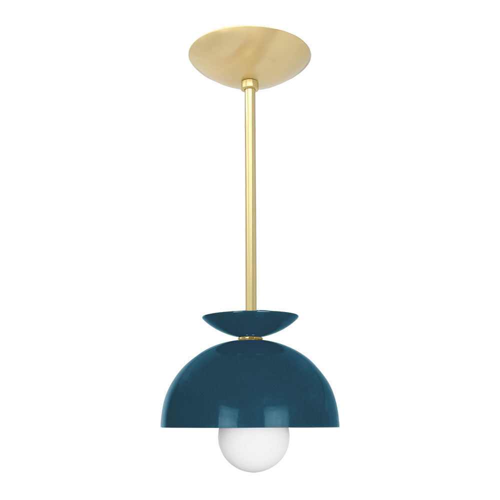 Brass and slate blue color Echo pendant 8" Dutton Brown lighting
