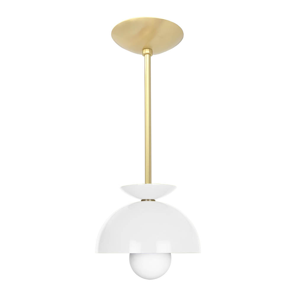 Brass and white color Echo pendant 8" Dutton Brown lighting
