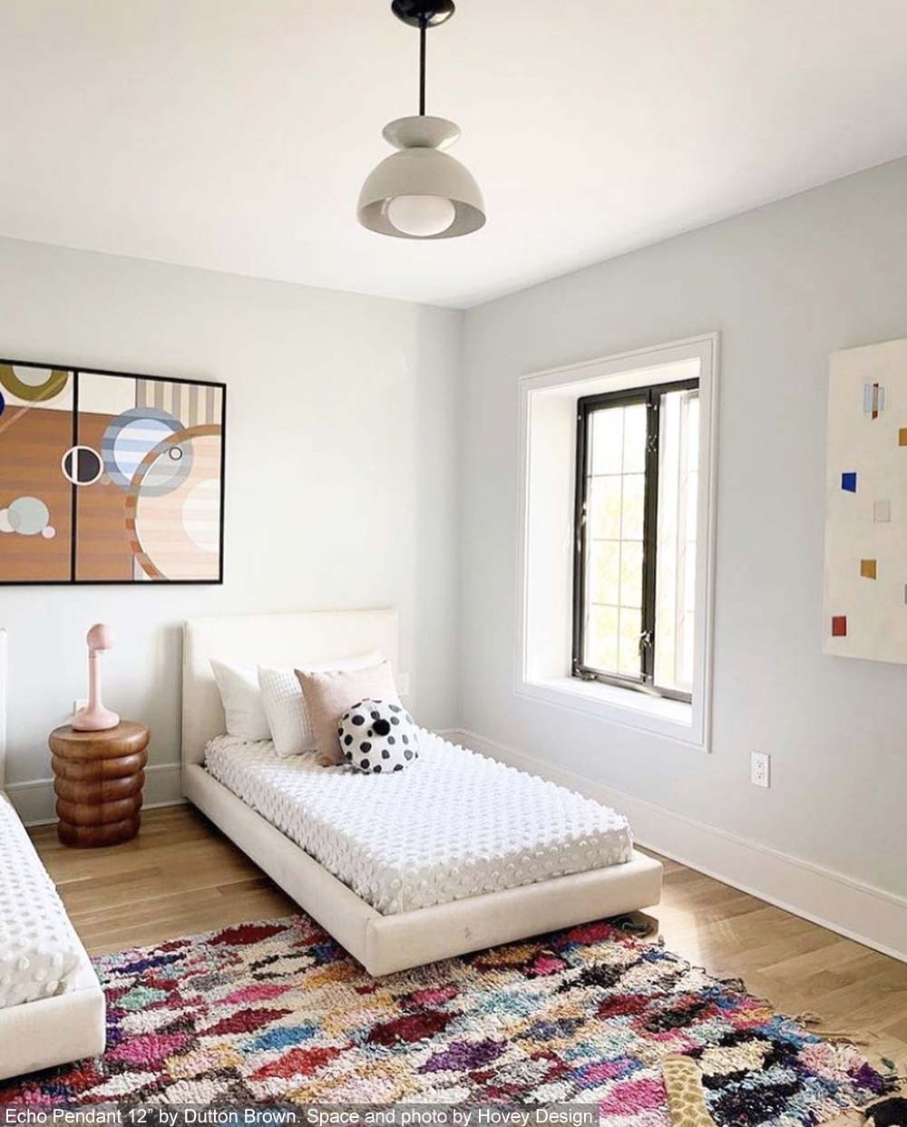 Black and white color Echo pendant 12" by Dutton Brown. Space and photo by Hovey Design. _hover