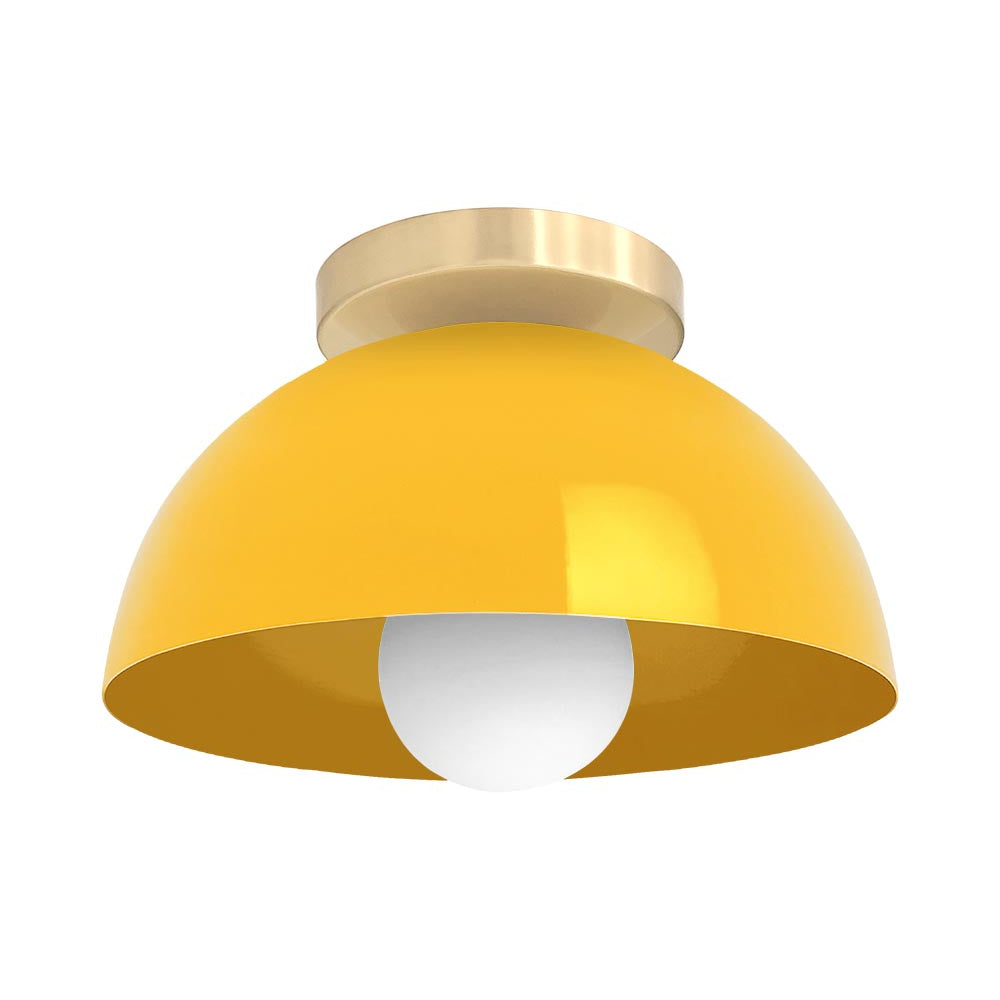 Brass and ochre color Hemi flush mount 10" Dutton Brown lighting