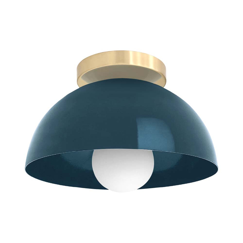 Brass and slate blue color Hemi flush mount 10" Dutton Brown lighting