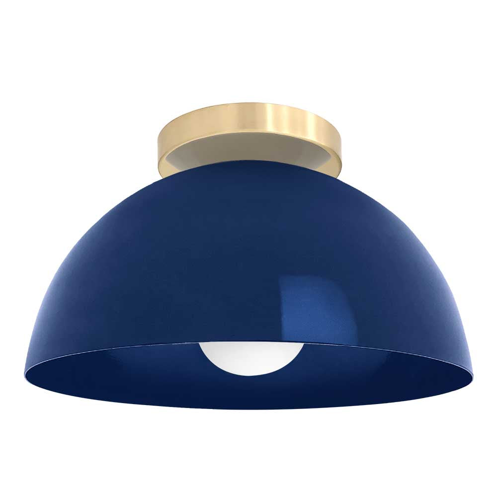 Brass and cobalt color Hemi flush mount 12" Dutton Brown lighting