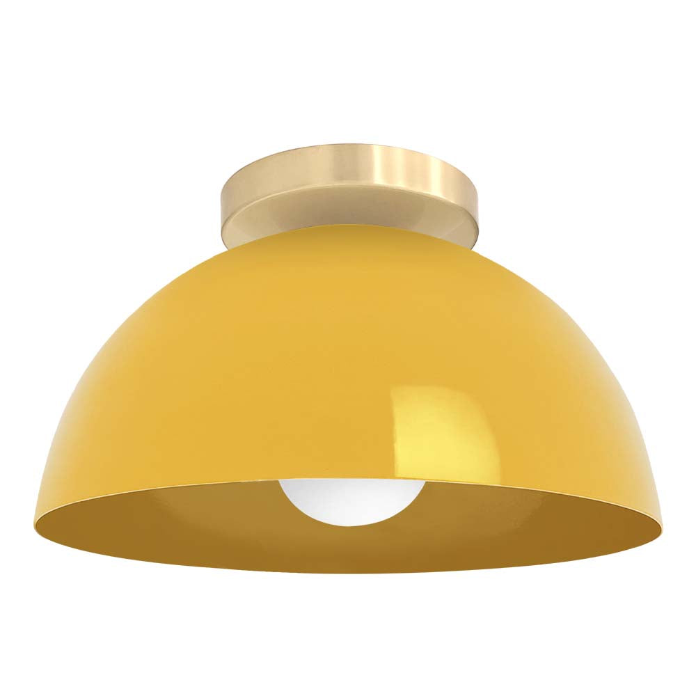 Brass and ochre color Hemi flush mount 12" Dutton Brown lighting