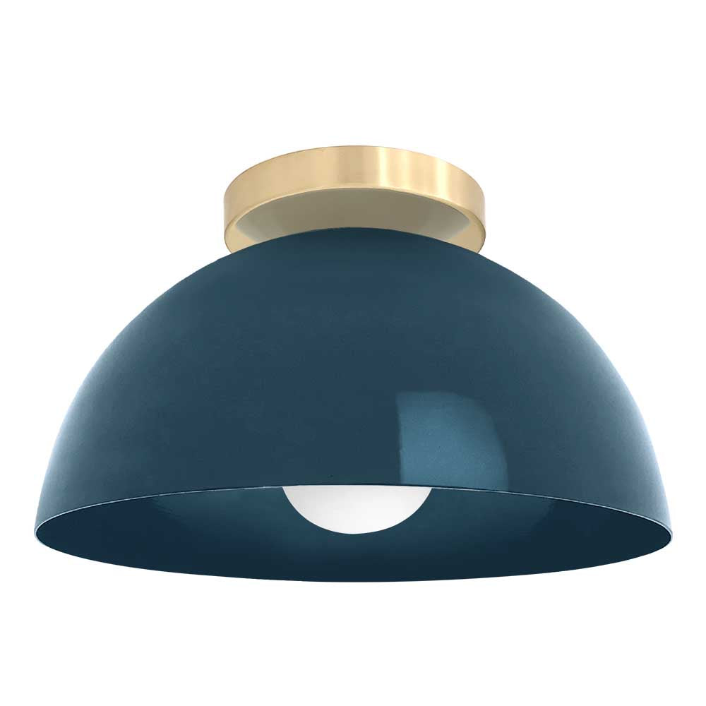 Brass and slate blue color Hemi flush mount 12" Dutton Brown lighting