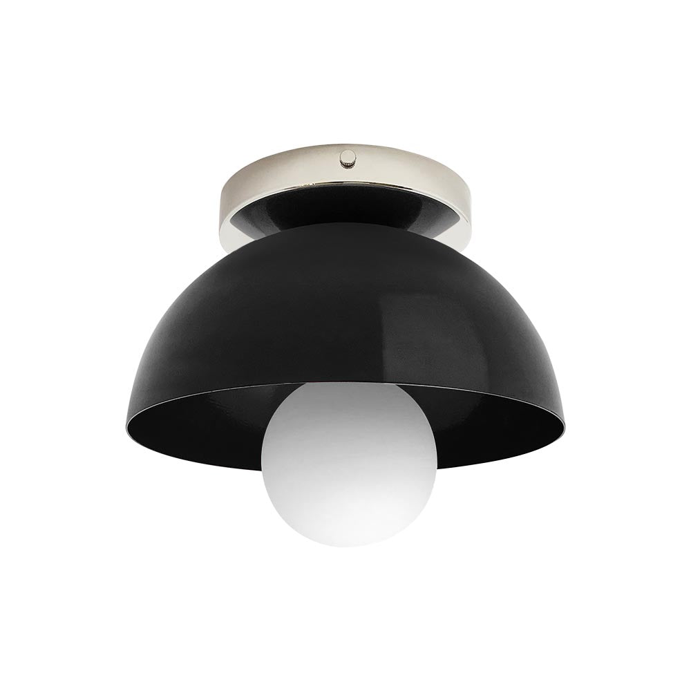 Nickel and black color Hemi flush mount 8" Dutton Brown lighting