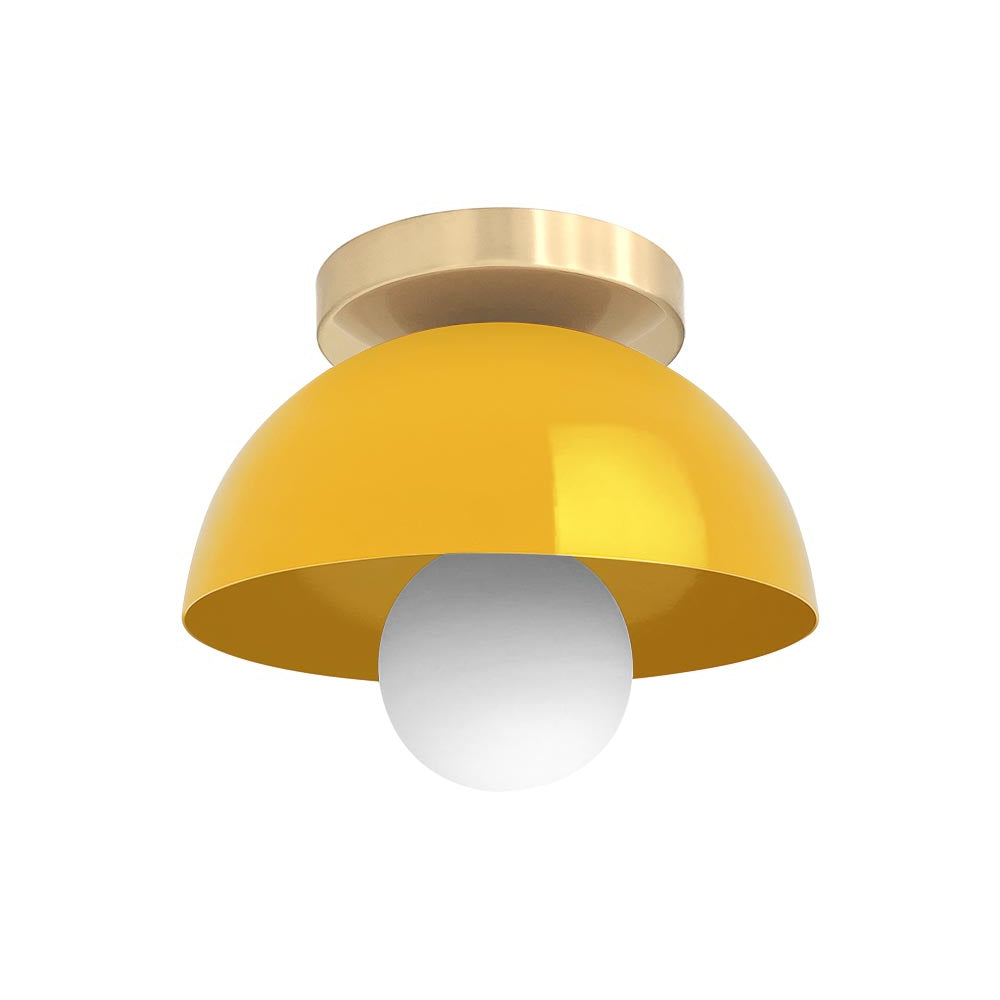Brass and ochre color Hemi flush mount 8" Dutton Brown lighting
