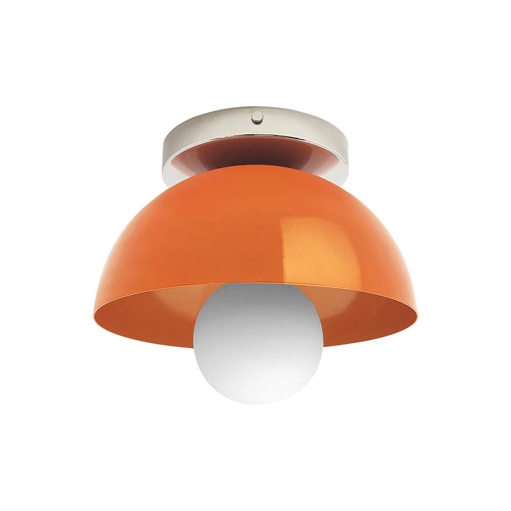 Nickel and orange color Hemi flush mount 8" Dutton Brown lighting