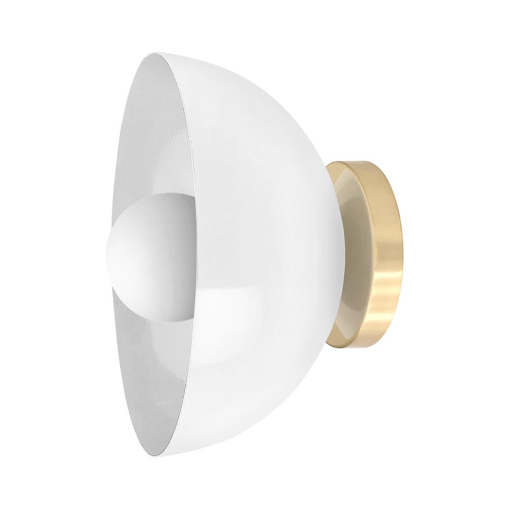 Brass and white color Hemi sconce 10" Dutton Brown lighting