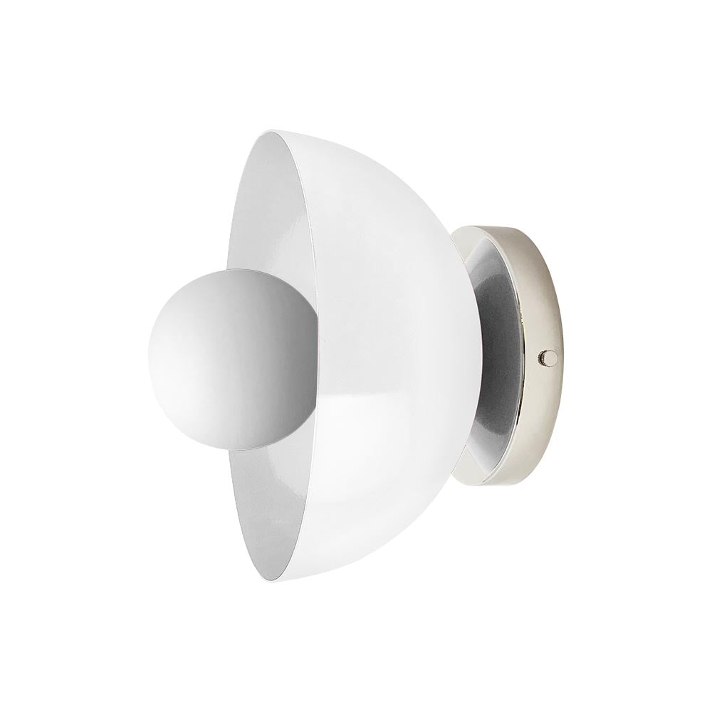 Nickel and white color Hemi sconce 8" Dutton Brown lighting