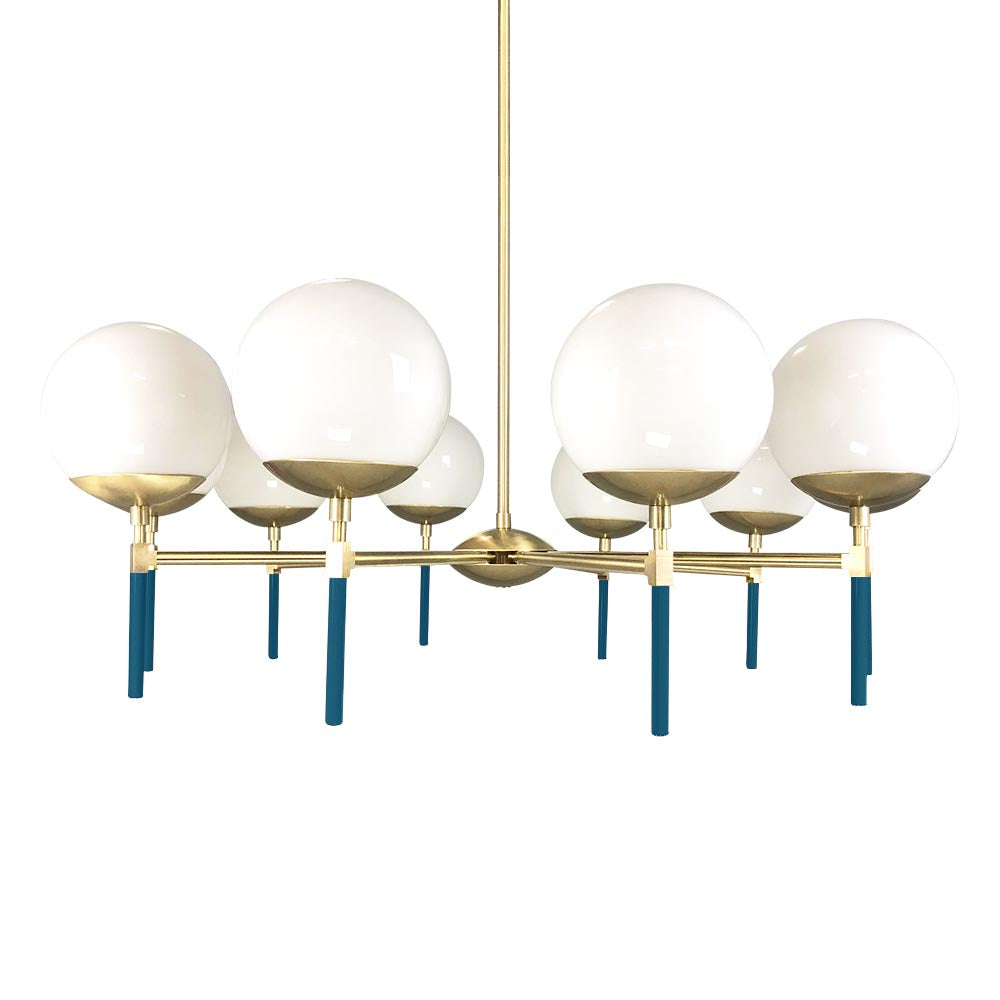 Brass and slate blue color Lolli chandelier 36" Dutton Brown lighting