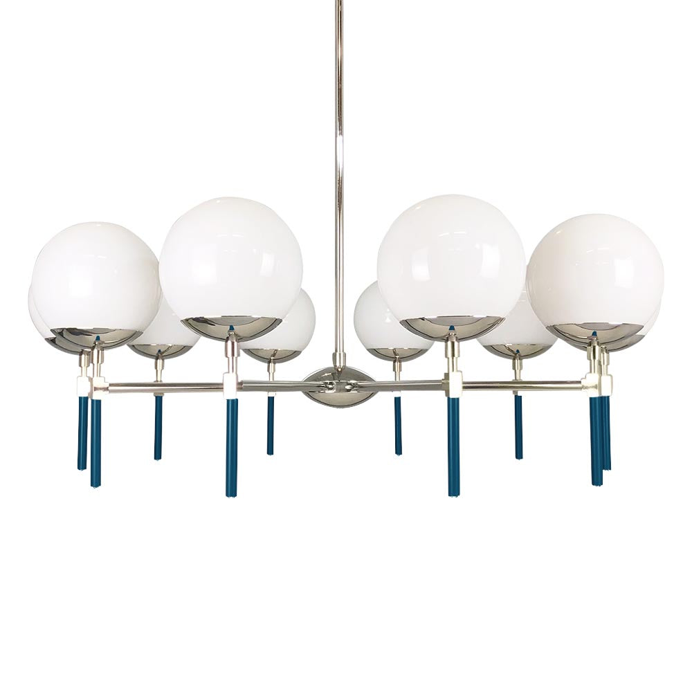 Nickel and slate blue color Lolli chandelier 36" Dutton Brown lighting