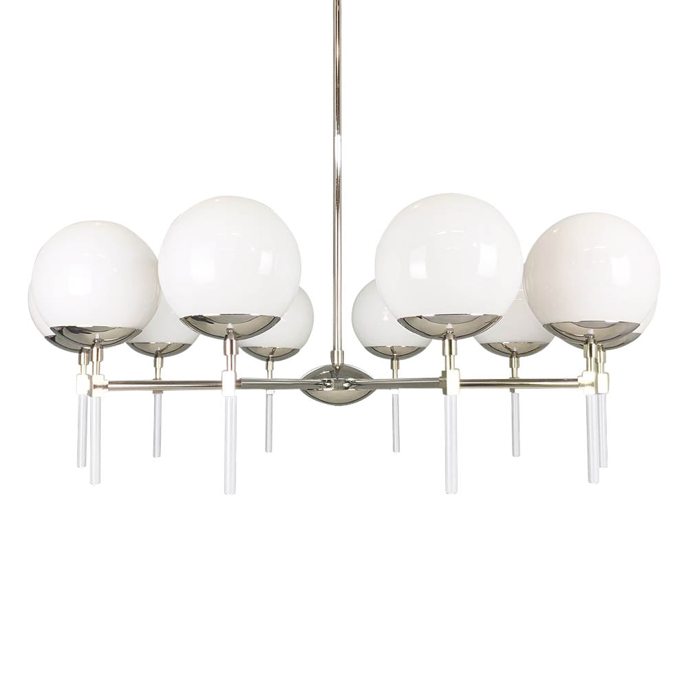 Nickel and white color Lolli chandelier 36" Dutton Brown lighting
