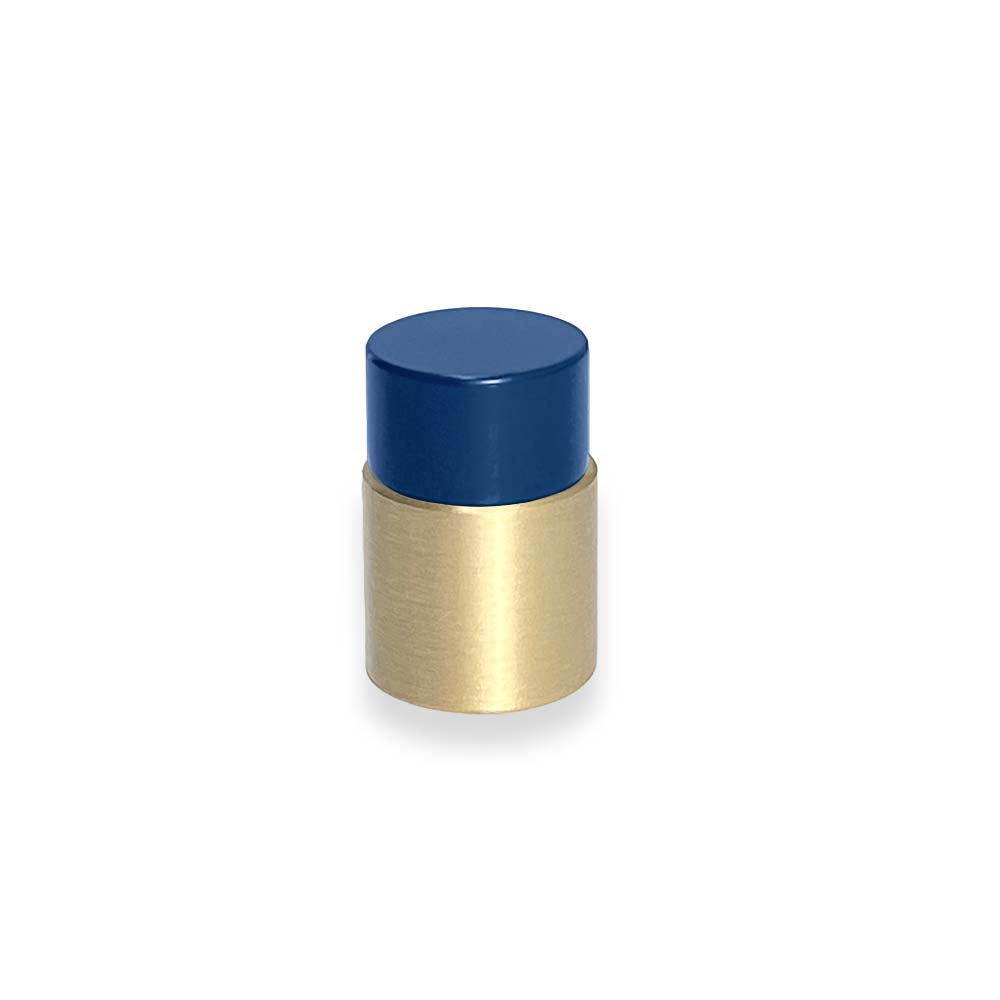 Brass and cobalt color Nip knob Dutton Brown hardware