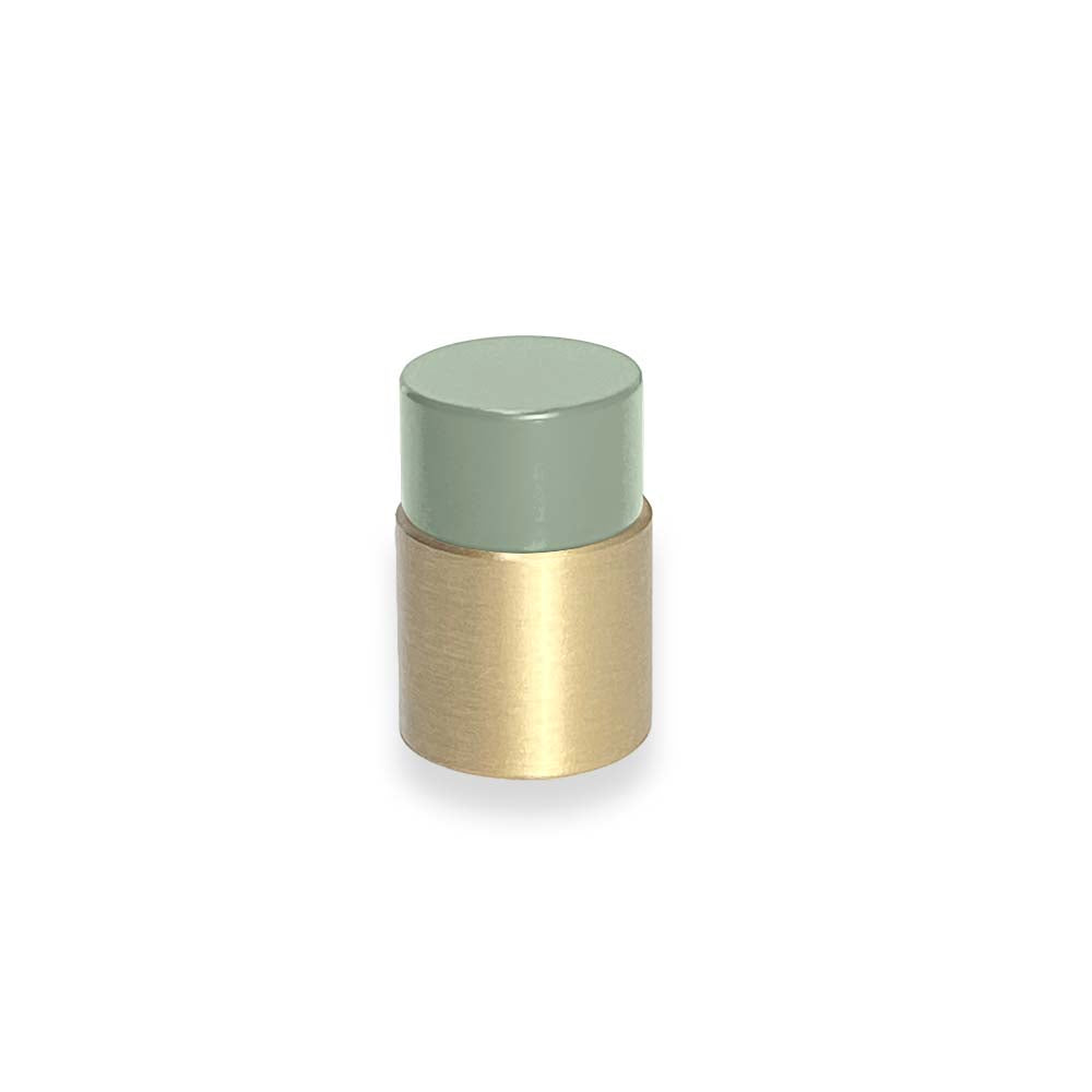 Brass and spa color Nip knob Dutton Brown hardware