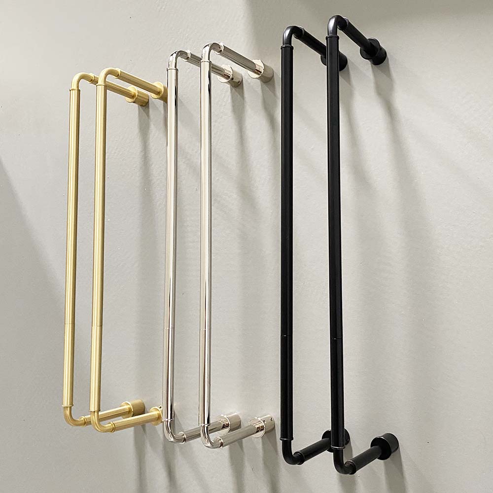Brass, nickel, and black Throne towel rack 18" by Dutton Brown