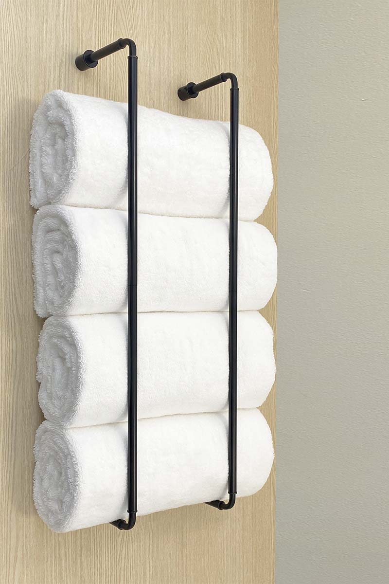 Bathroom Towel Storage, New Upgrade 3 Bar Wall Towel Rack for Rolled  Towels, Towel Racks for Bathroom Wall Can Holds Up to 6 Bath Towels, Black