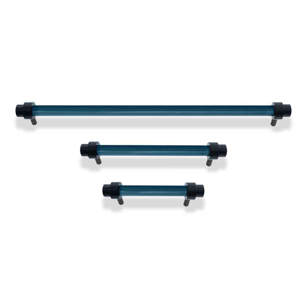Black and slate blue color Persona pull Dutton Brown hardware