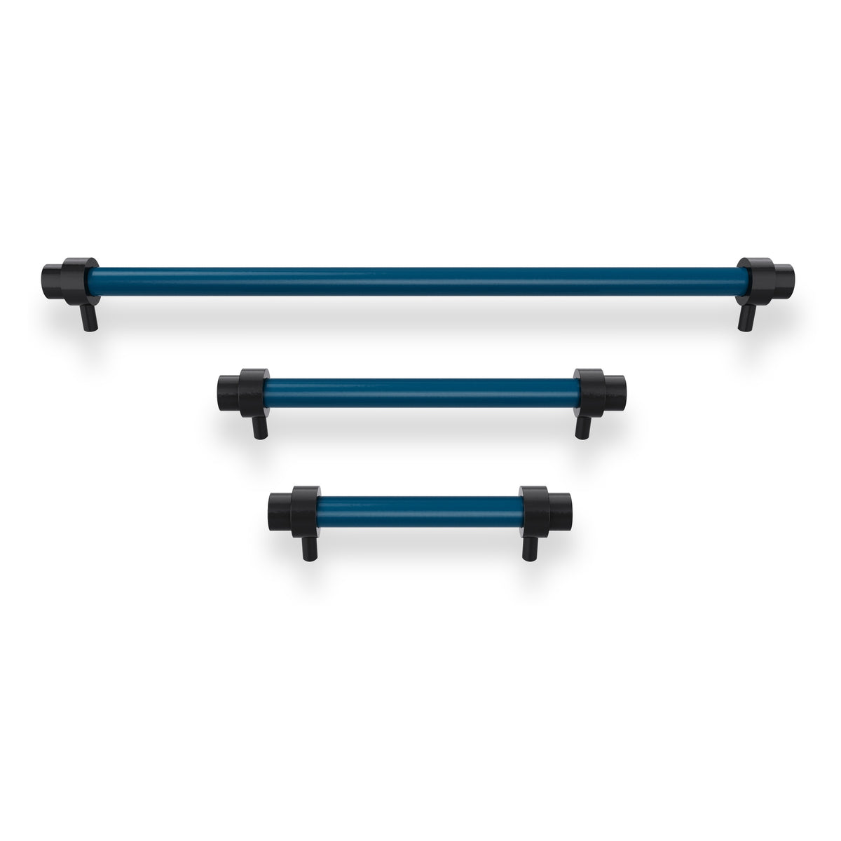 Black and slate blue color Persona pull Dutton Brown hardware