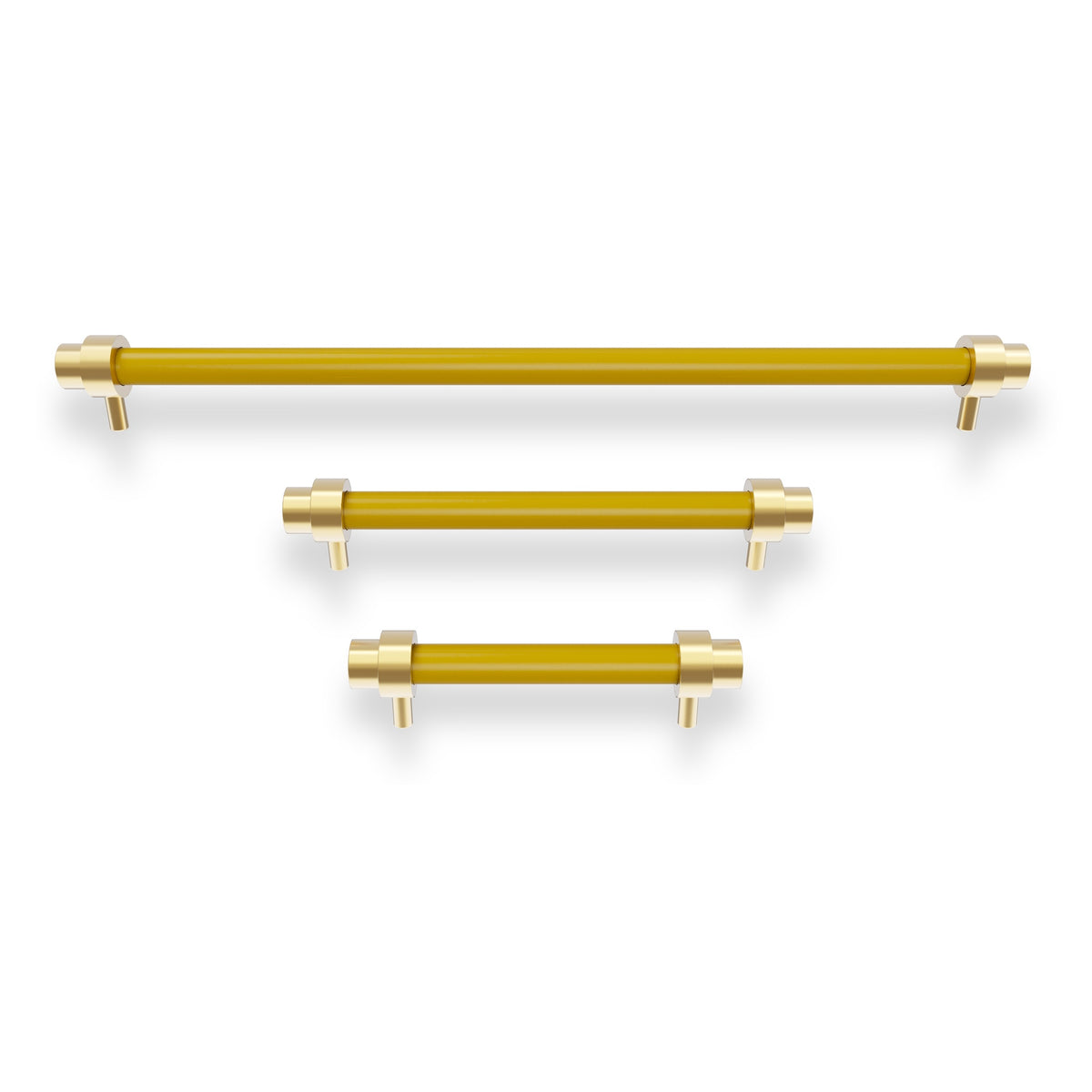 Brass and ochre color Persona Pull - Brass Dutton Brown hardware