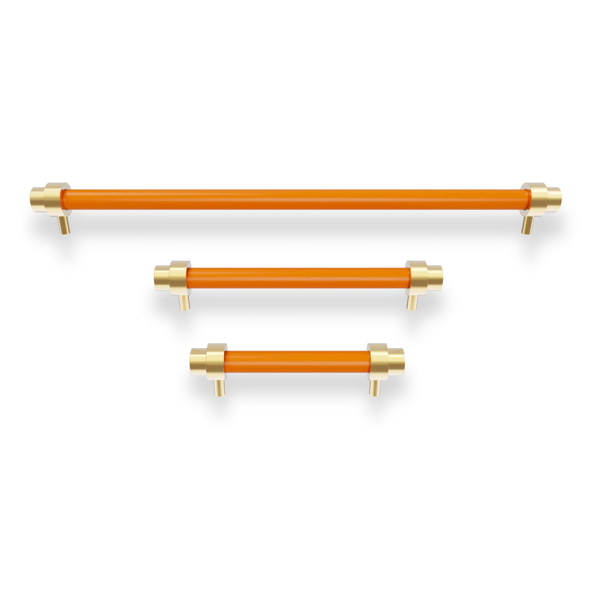 Brass and orange color Persona Pull - Brass Dutton Brown hardware