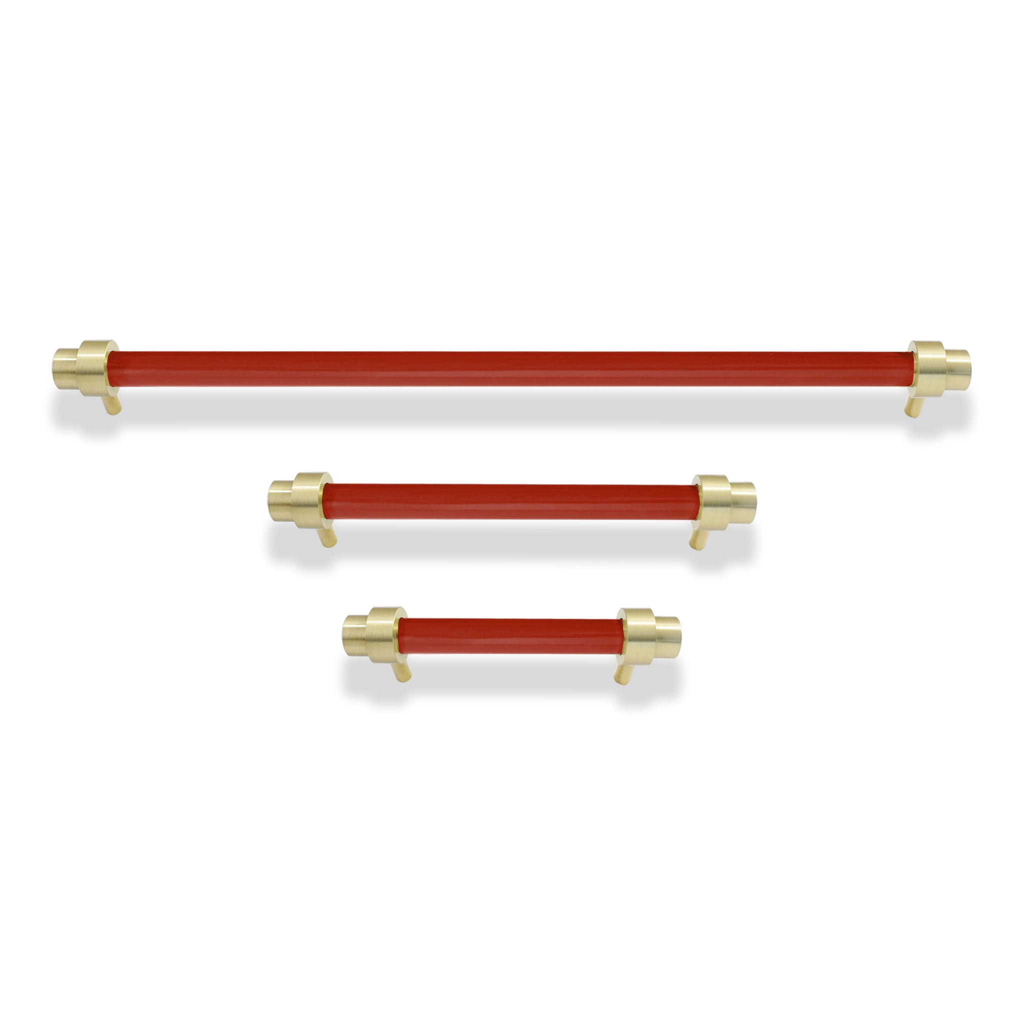 Riding Hood Red brass color Persona Pull hardware Dutton Brown.