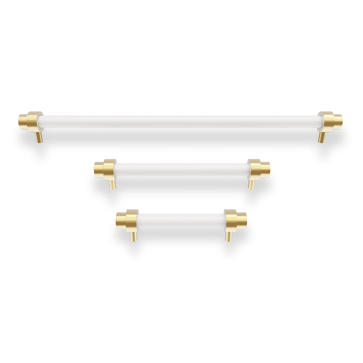 Brass and white color Persona Pull - Brass Dutton Brown hardware