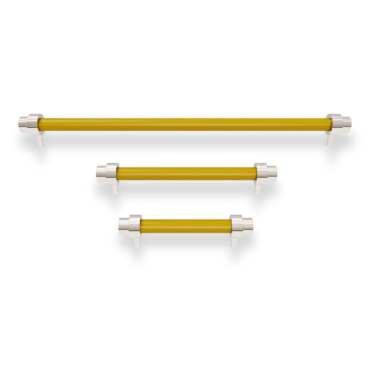 Nickel and ochre color Persona Pull - Nickel Dutton Brown hardware