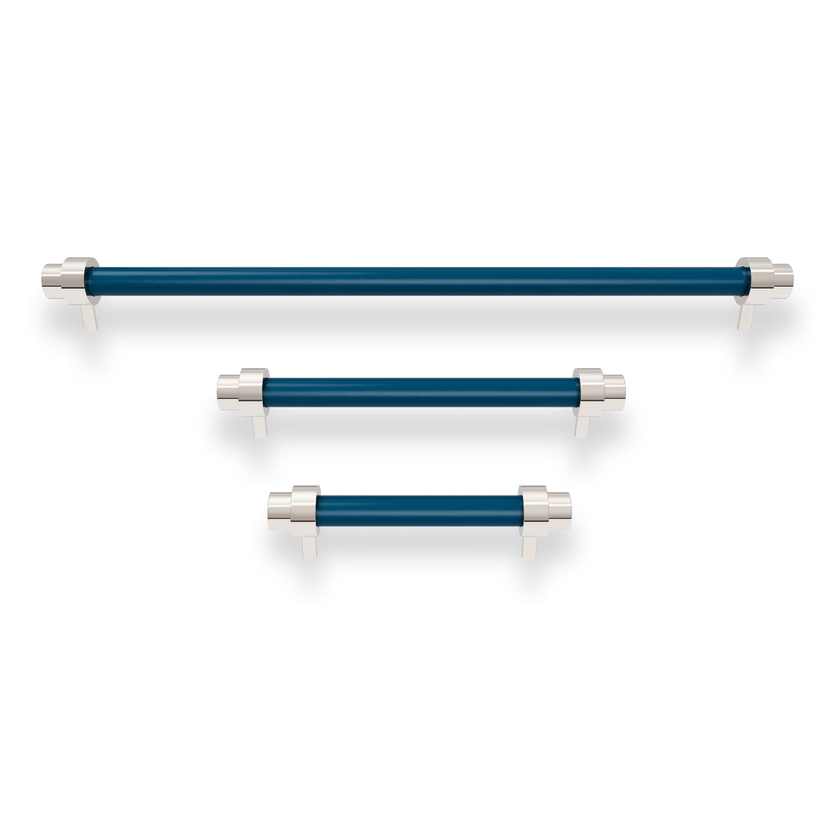 Nickel and slate blue color Persona Pull - Nickel Dutton Brown hardware