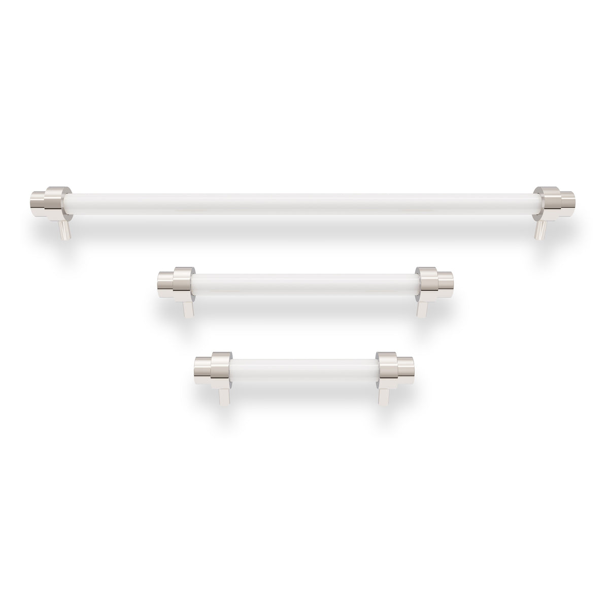 Nickel and white color Persona Pull - Nickel Dutton Brown hardware