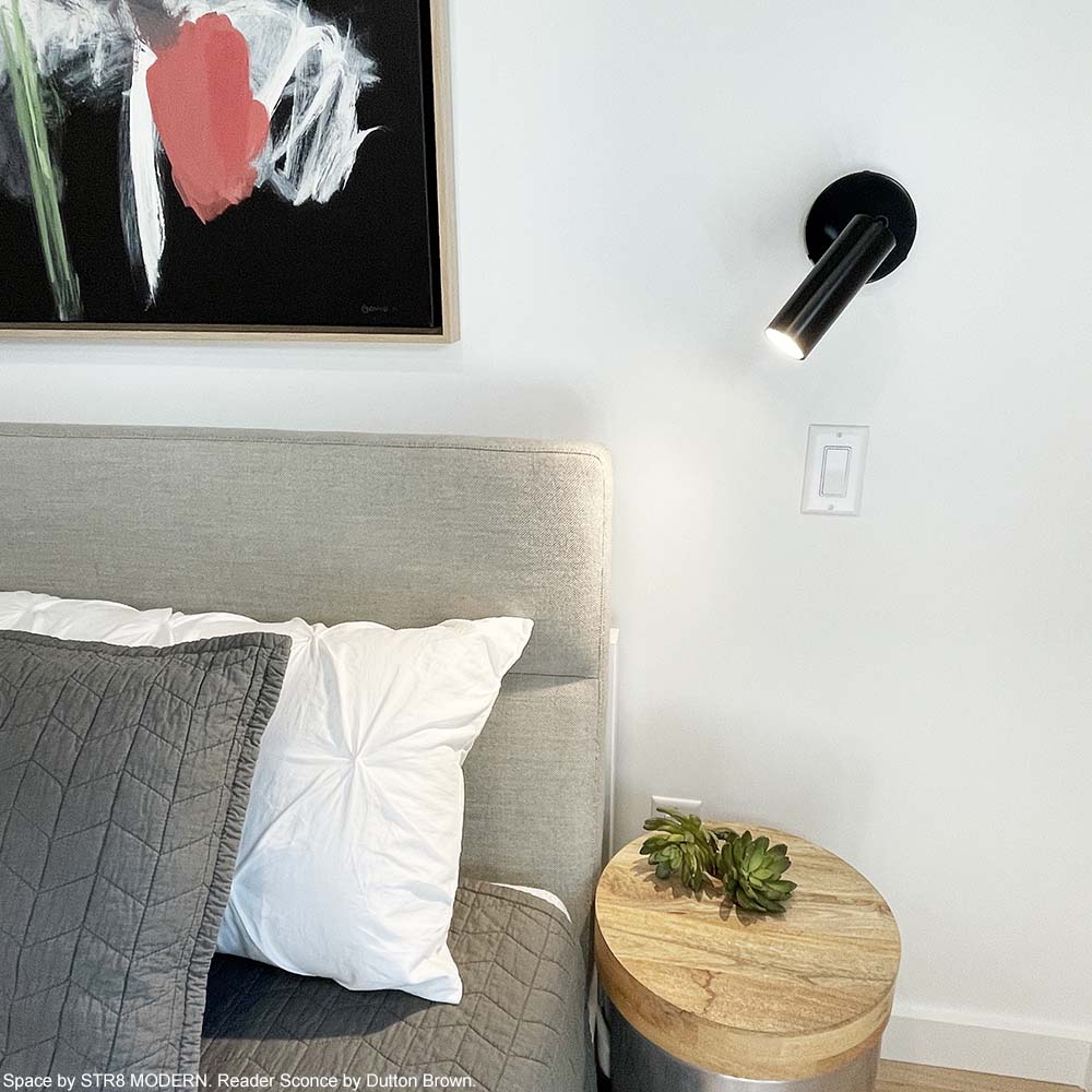 Black and black color Reader sconce no arm by Dutton Brown. Space by Str8 Modern. _hover