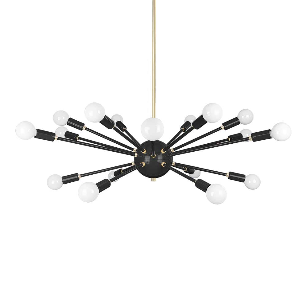 Brass and black color Elliptical Sputnik chandelier 32" Dutton Brown lighting