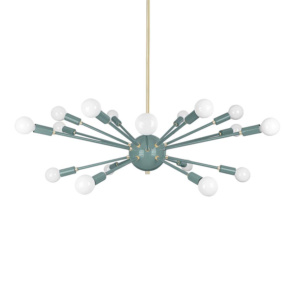 Brass and lagoon color Elliptical Sputnik chandelier 32" Dutton Brown lighting