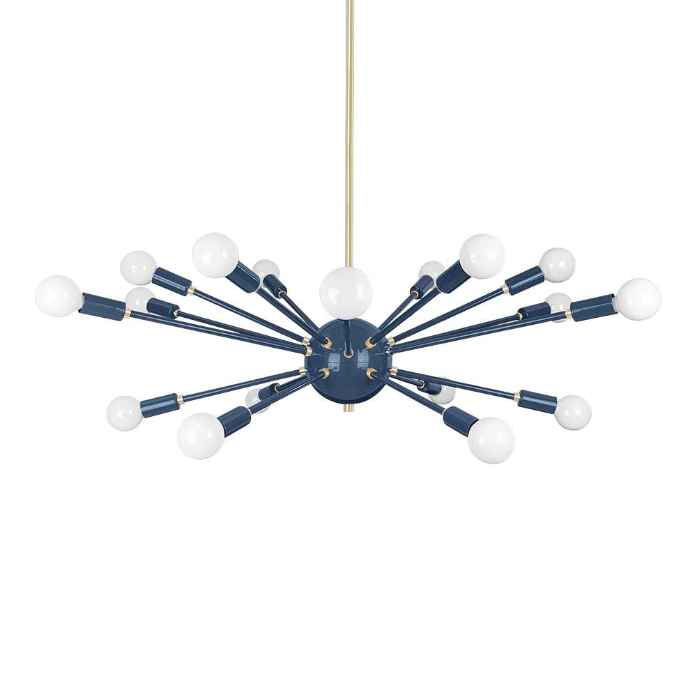 Brass and slate blue color Elliptical Sputnik chandelier 32" Dutton Brown lighting