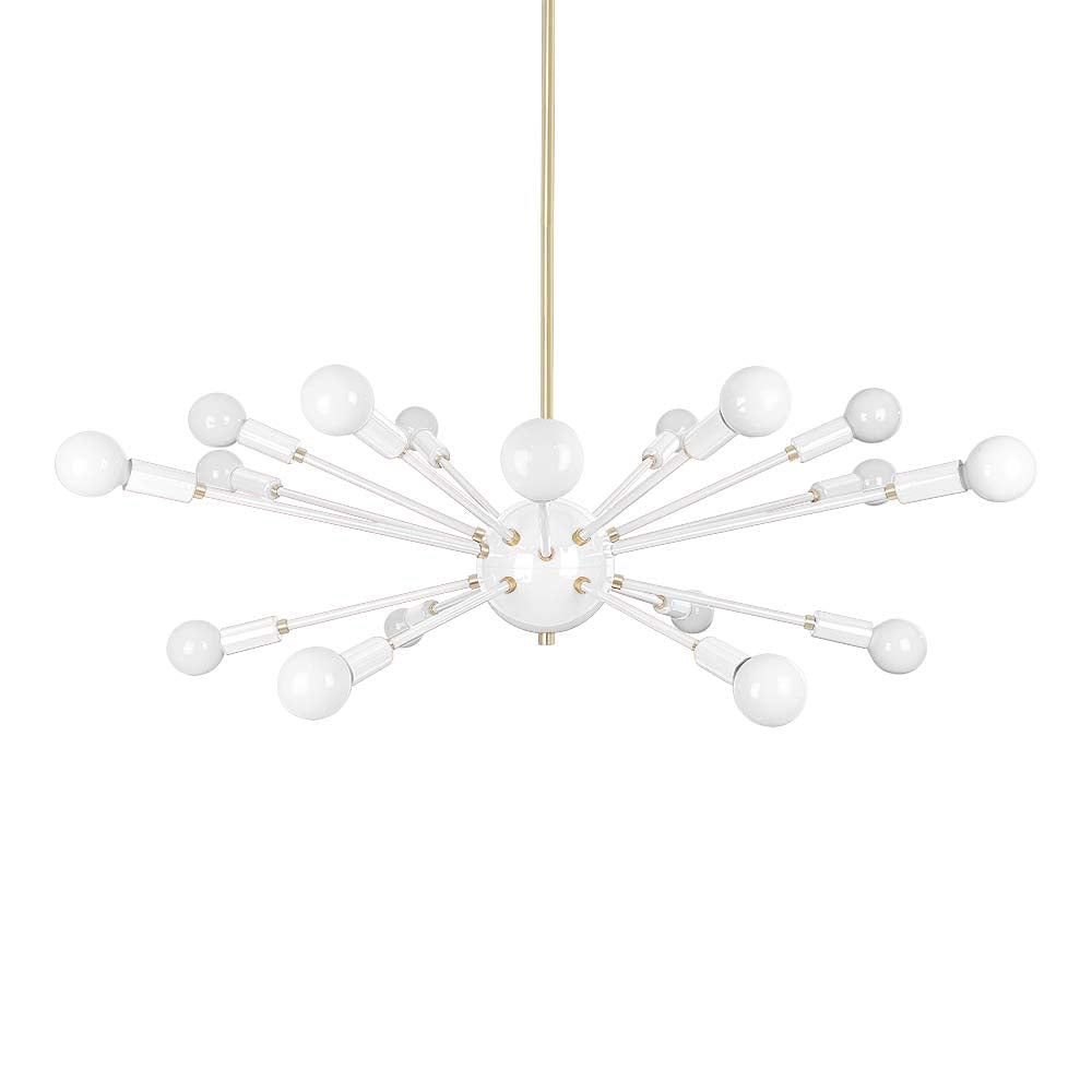 Brass and white color Elliptical Sputnik chandelier 32" Dutton Brown lighting