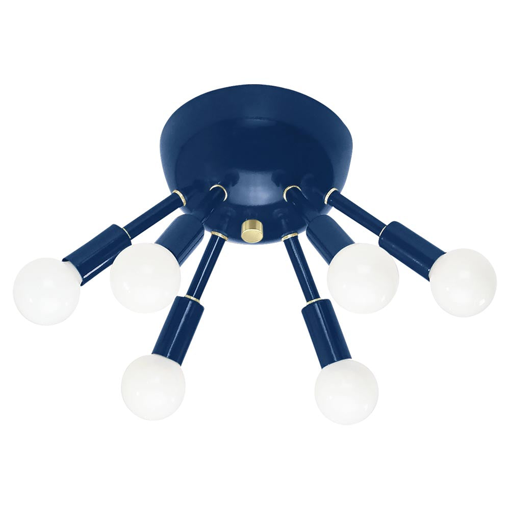 Brass and cobalt color Sputnik flush mount Dutton Brown lighting