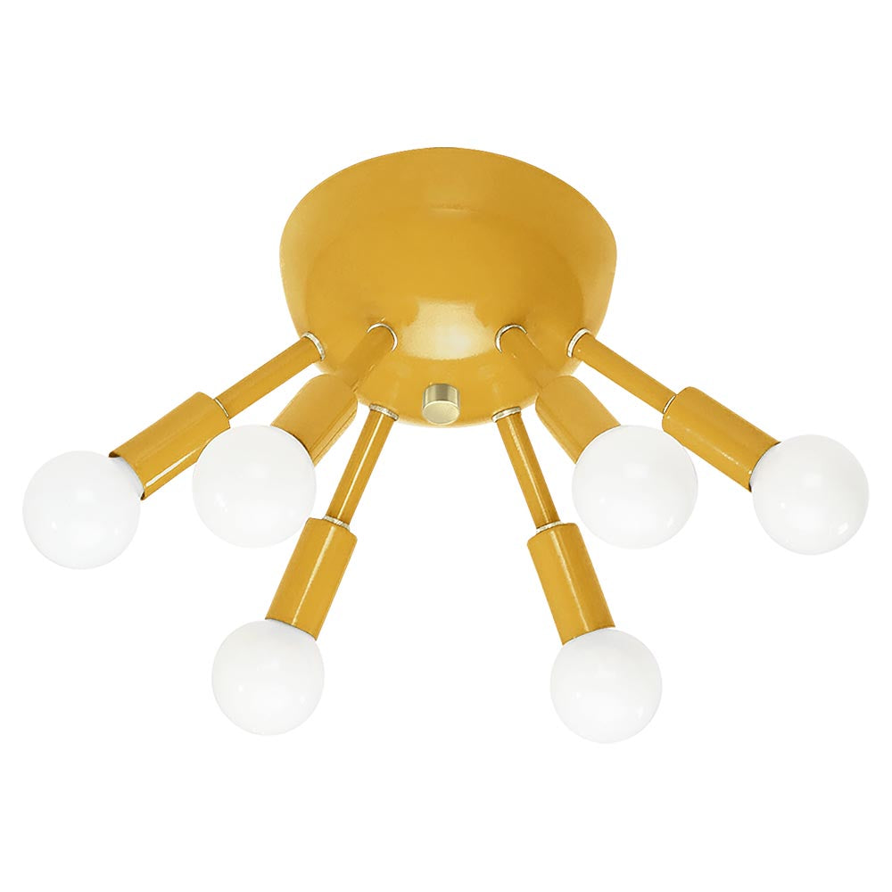 Brass and ochre color Sputnik flush mount Dutton Brown lighting