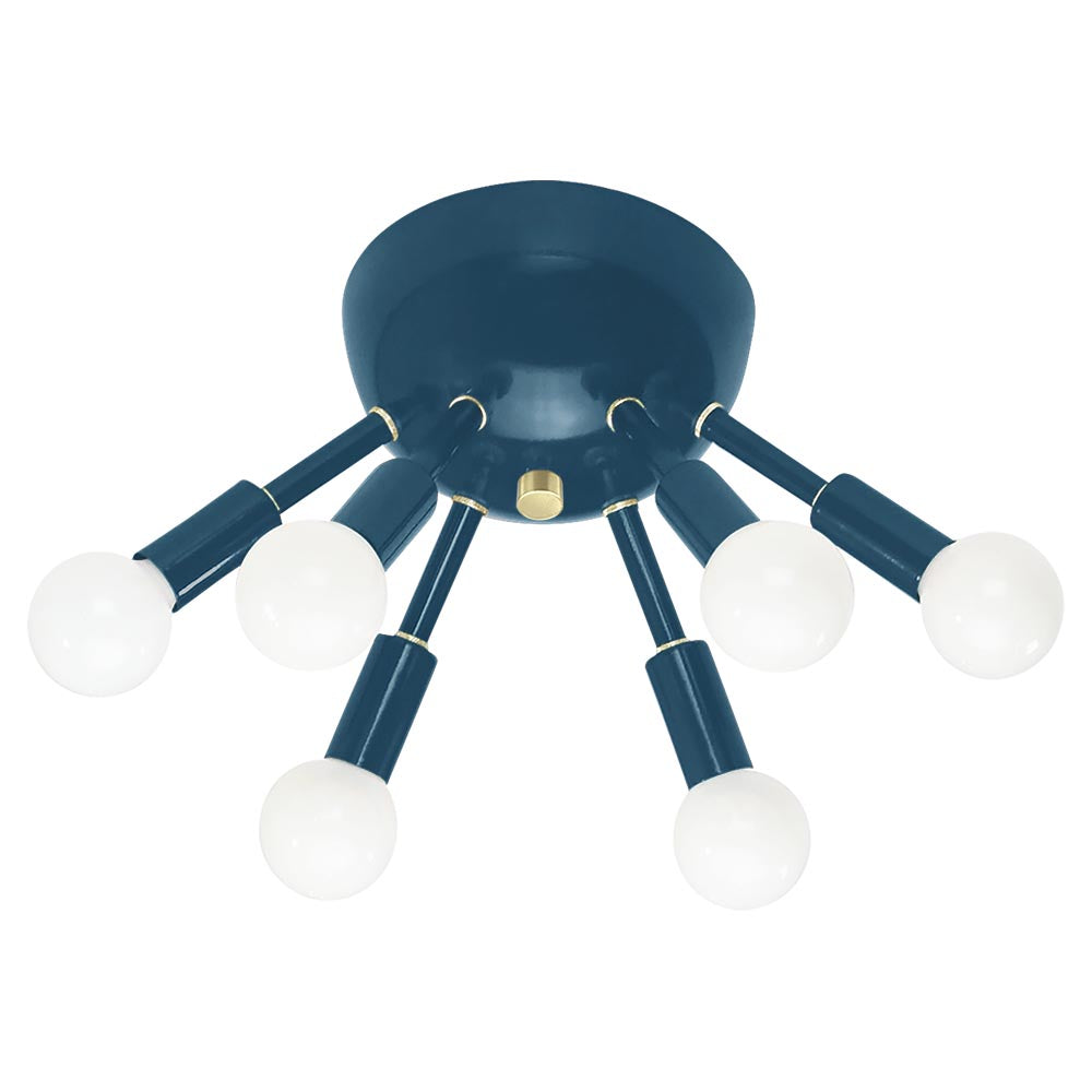Brass and slate blue color Sputnik flush mount Dutton Brown lighting